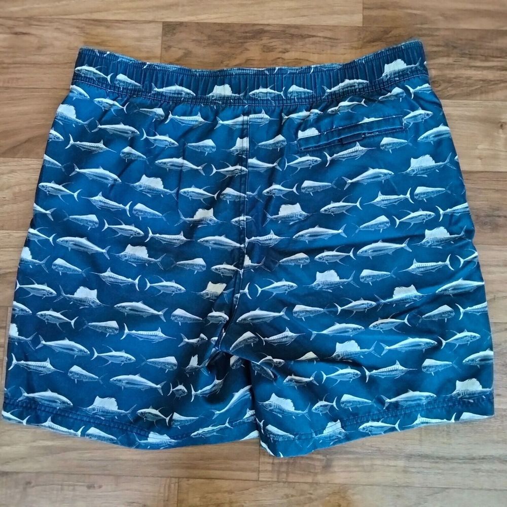 Nautica Swim Trunks Mens L Navy Blue Board Shorts Logo Swordfish All Over Print - Picture 5 of 9